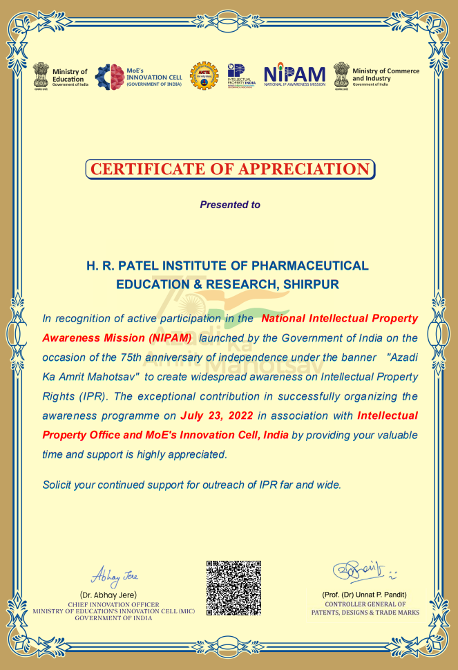 Certificate of Appreciation from NIPAM