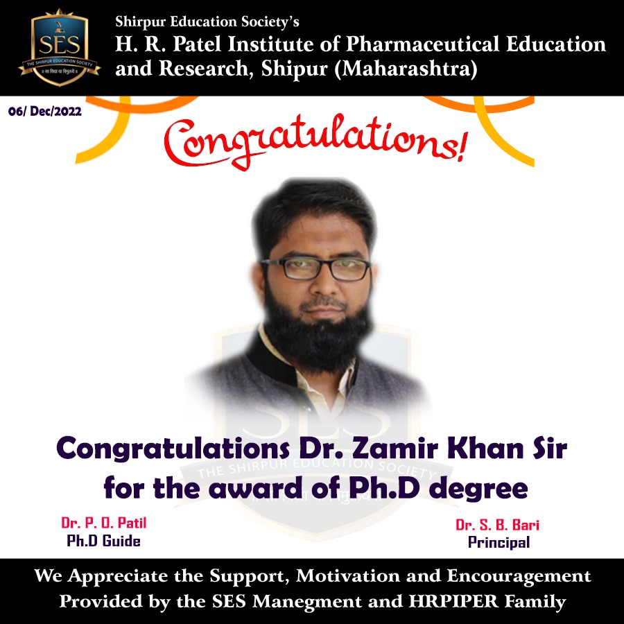 Dr. Zamir Khan was awarded with Ph. D. Degree 