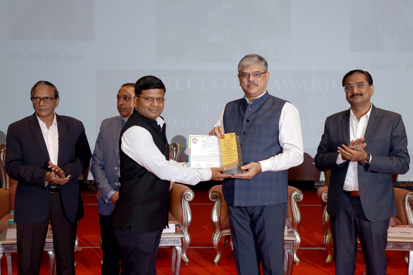 Dr. P. O. Patil received prestigious Dr. P. D. Patil National Dissertation Award in the M Pharm Pharmaceutical Chemistry category
